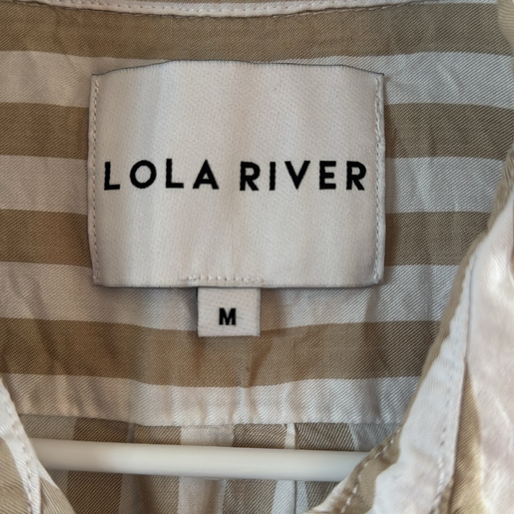 Lola River Striped Button-Up Coastal Beachy Shirt size Medium - Picture 3 of 5